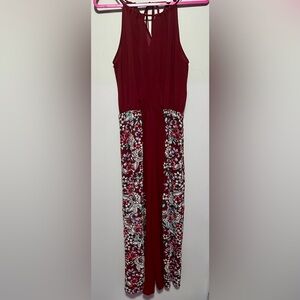 Candie's Burgundy and Floral Jumpsuit